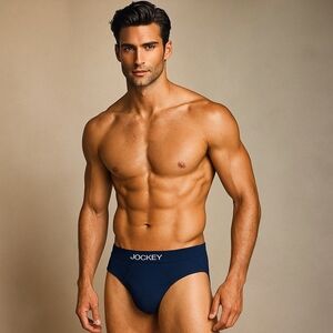 Jockey Men’s Large Thong Brief Navy Blue Minimal Back Y2K Athletic Underwear